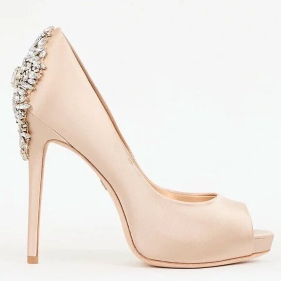 Badgley Mischka Kiara Embellished Peep-toe Pump Size 8.5 - Picture 1 of 13